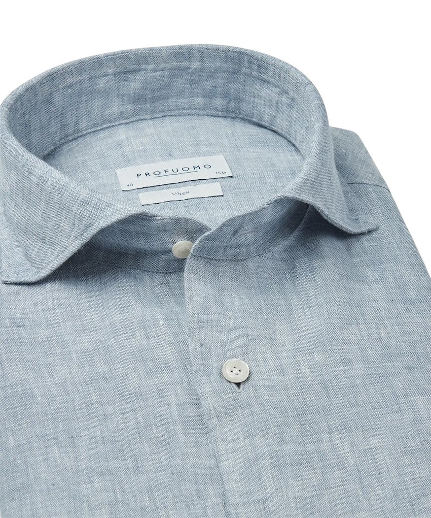 Profuomo hemd lange mouwen heren blauw Slim fit PPWH10020C