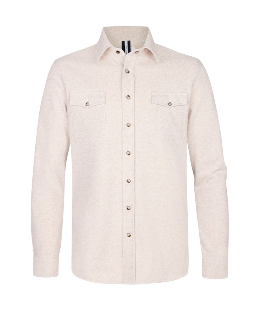 Profuomo hemd lange mouwen heren zand PPWF10005A