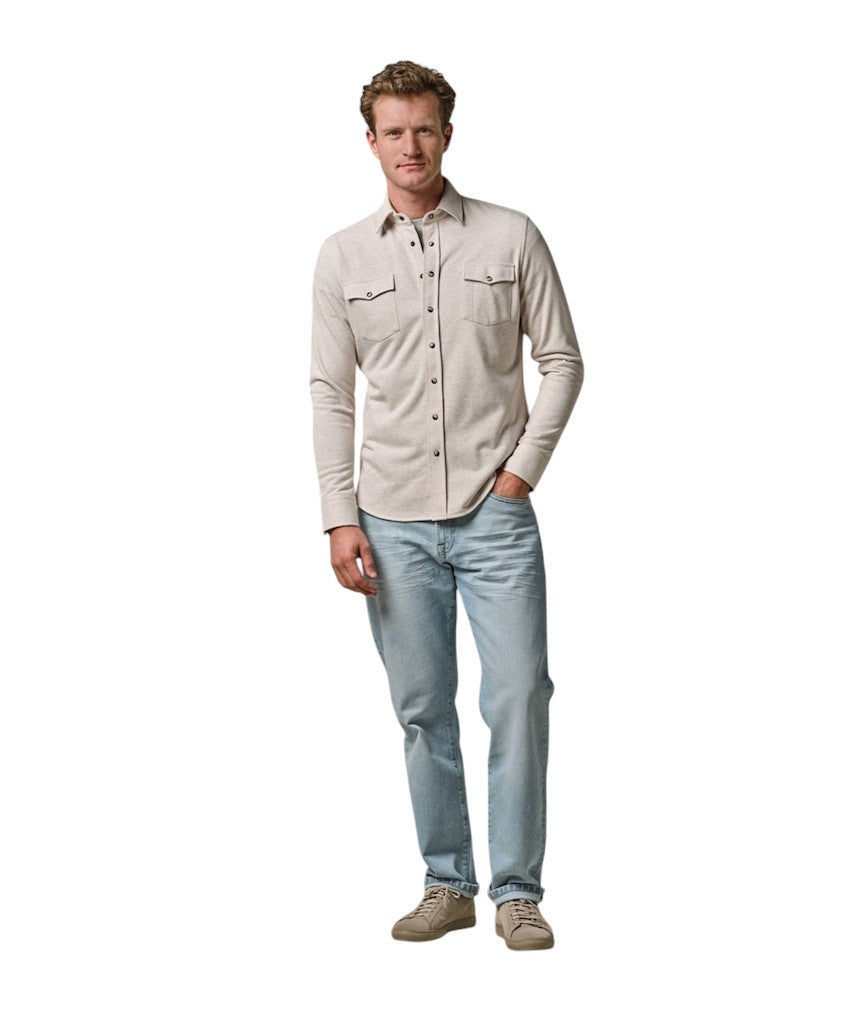 Profuomo hemd lange mouwen heren zand PPWF10005A