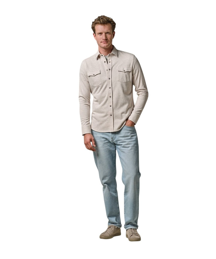 Profuomo hemd lange mouwen heren zand PPWF10005A