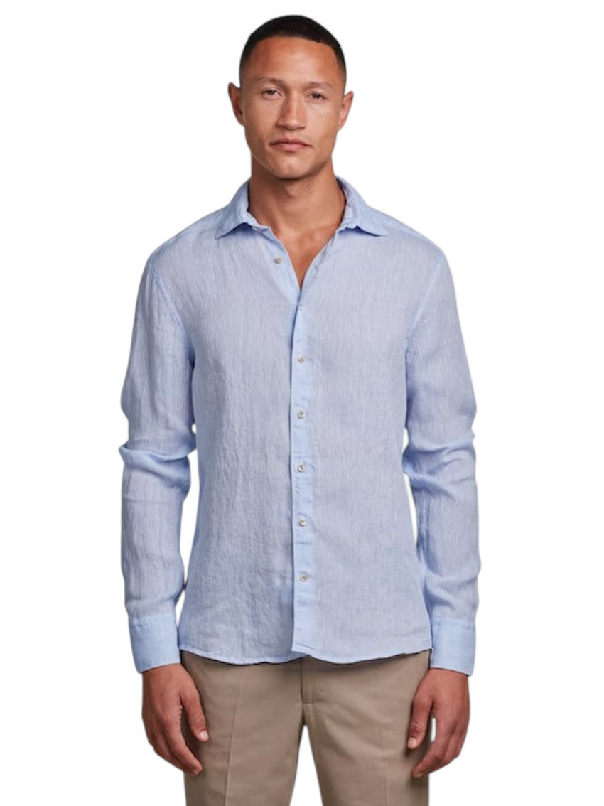 Stenstroms Men hemd lange mouwen heren licht blauw linnen slimline 7747219170 100