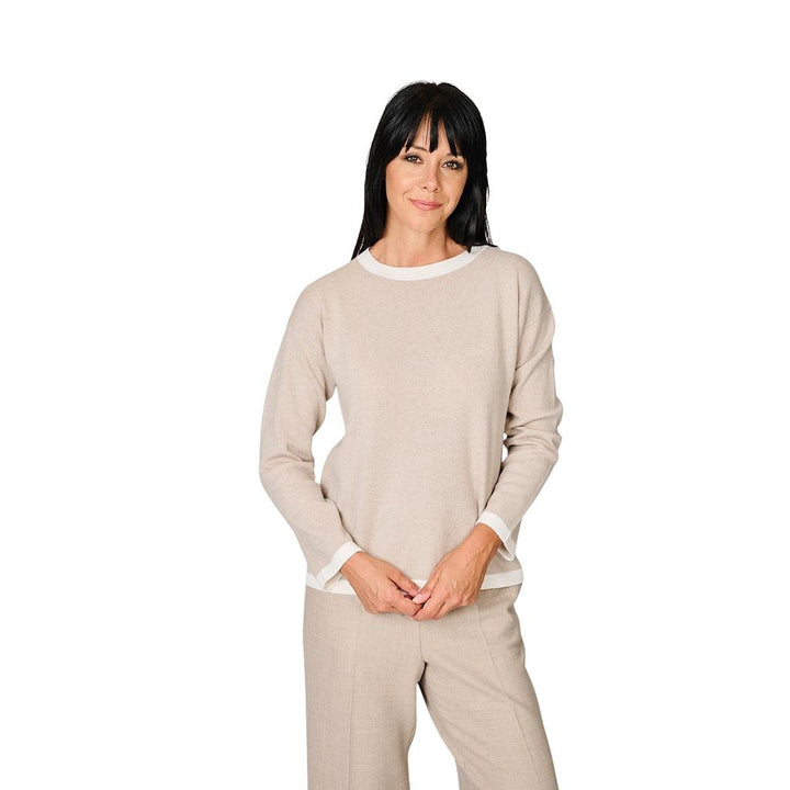 anneclaire-pull-trøje-rund hals-dame-beige-d1842-857-770