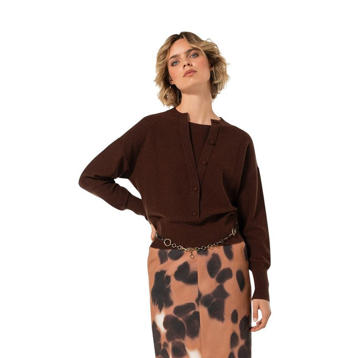 jersey-caroline-biss-pull-cuello en v-mujer-marrón-4266-32