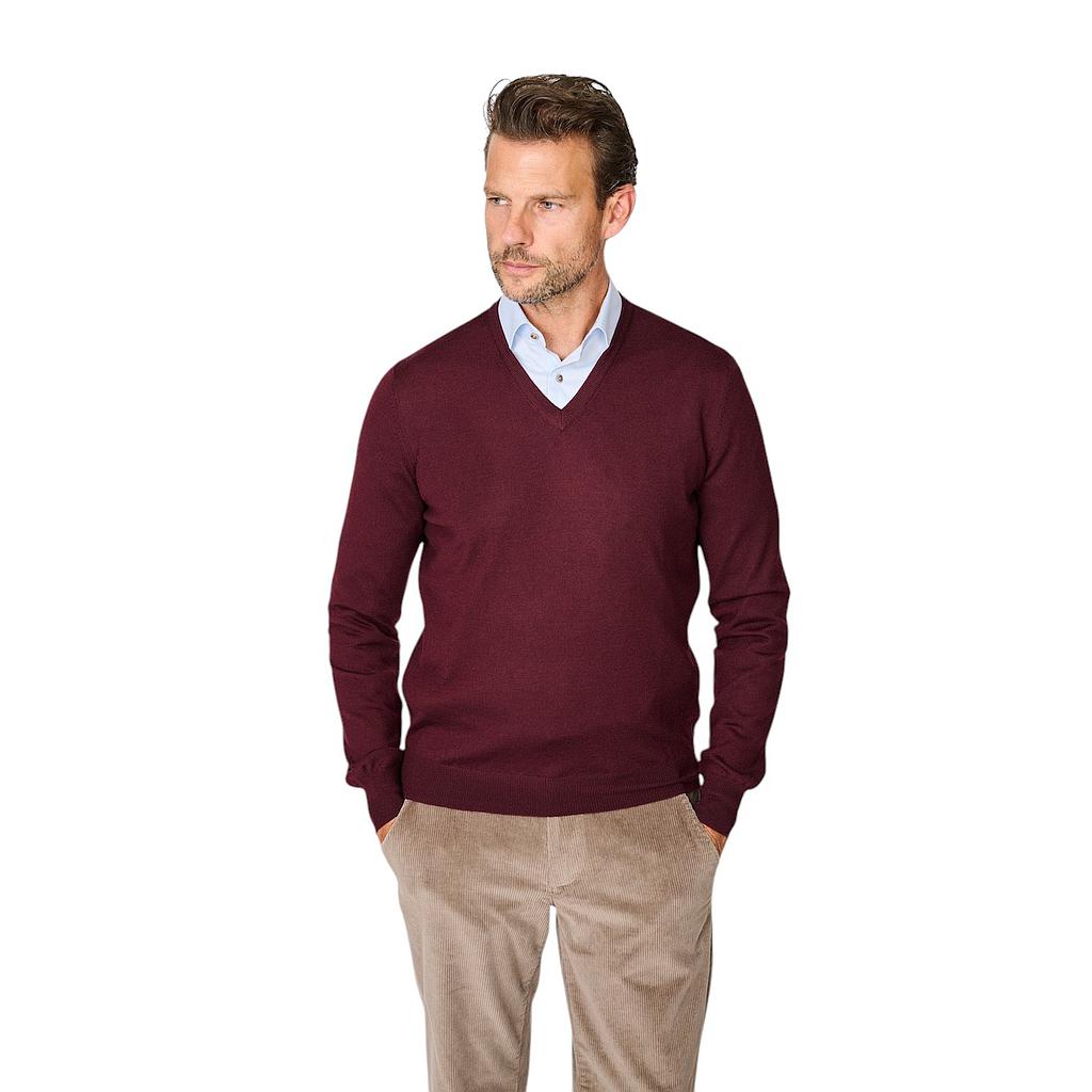 gran-sasso-herre-pull-trøje-v-hals-bordeaux-1