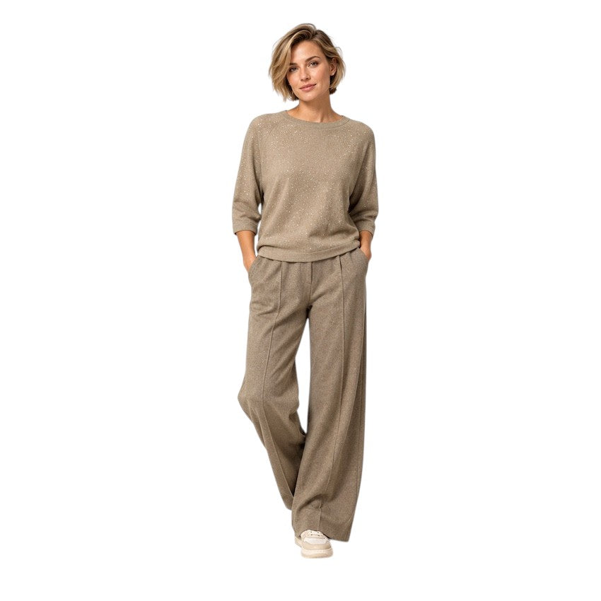Hemisphere women’s jumper taupe — front view on model